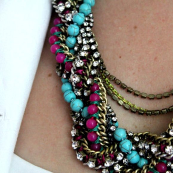 Stella & Dot | Vivid Bamboleo Rhinestone+Handwoven Cupchain Statement Ne… - Picture 8 of 16